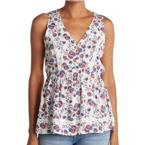 American Rag Floral Lace Peplum Sleeveless Blouse